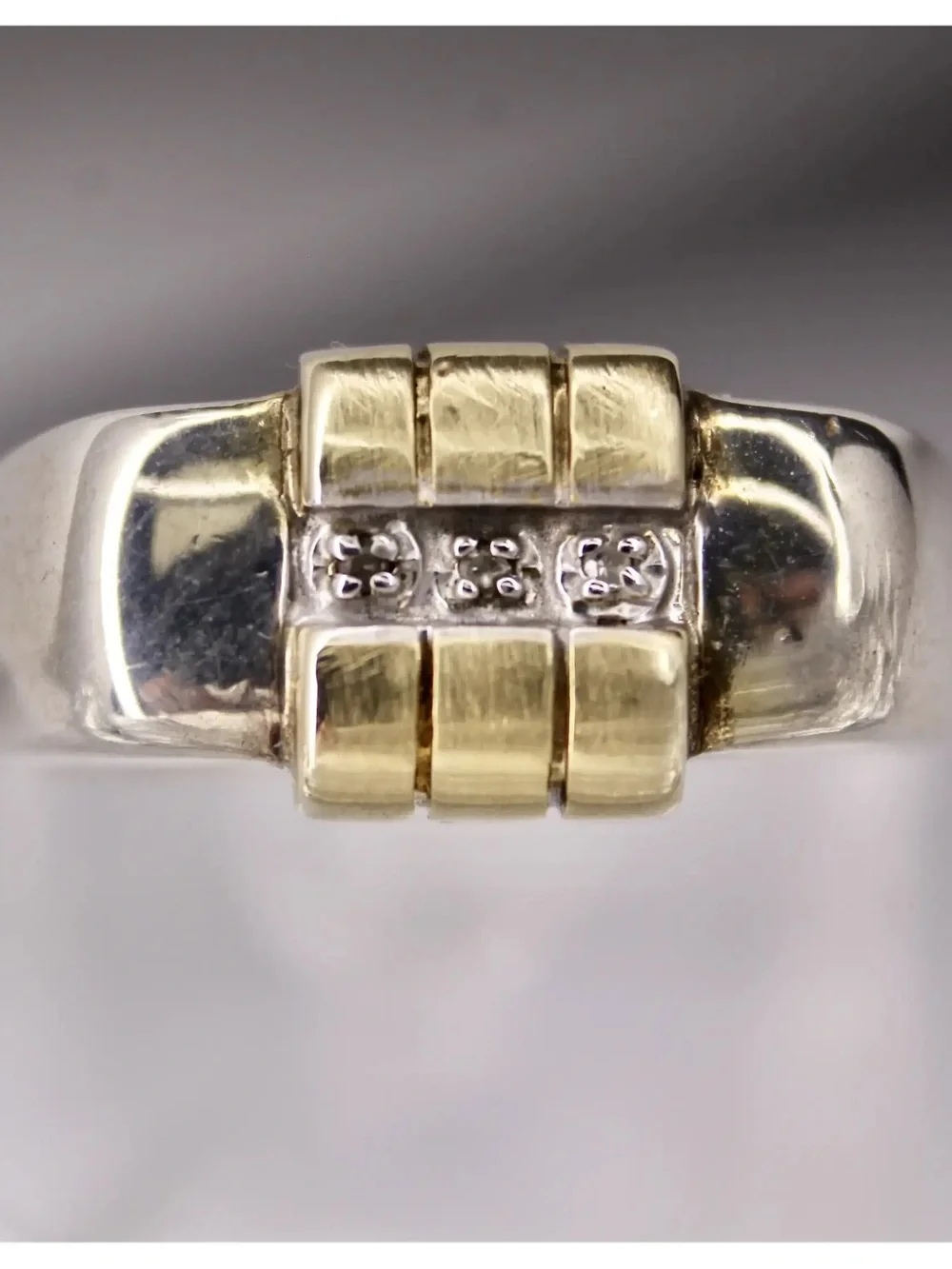 Two-Tone Sterling Silver and 10k Gold Diamond Ring